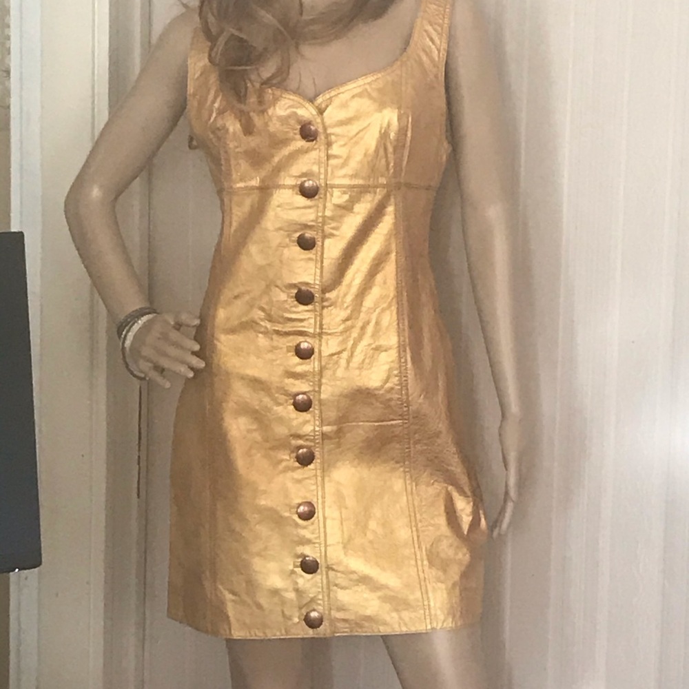 Free People Goldie LEATHER Sheath Dress - Picture 12 of 16